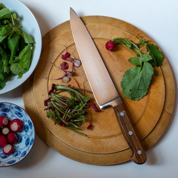 Waste trimmings from cutting radishes